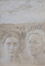 Fille et mere, 2016, dessin, 41.5x59cm